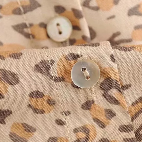 Bohemian Leopard Print Maxi Dress Button Up Gypsy - Picture 13 of 16